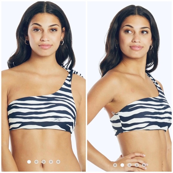 Michael Kors zebra print tie shoulder 2 piece swimsuit - Picture 3 of 5